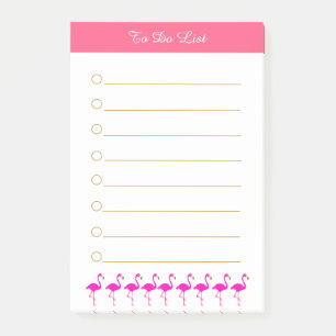 Rosa Flamingos & Kalligrafie auf weiß liniert Post-it Klebezettel