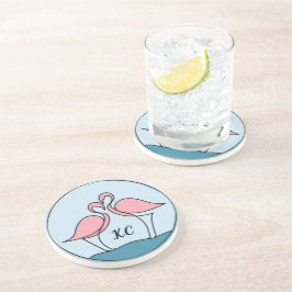 Rosa Flamingos Monogram Art oder Foto Sandstone Getränkeuntersetzer