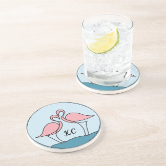 Rosa Flamingos Monogram Art oder Foto Sandstone Getränkeuntersetzer