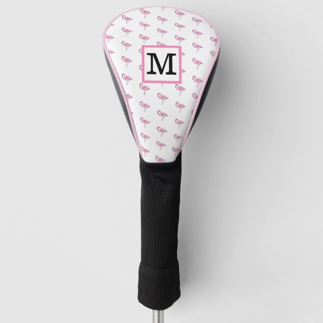 Rosa Flamingos Monogram Golf Headcover (Vorderseite)