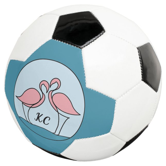 Rosa Flamingos Monogramm Kunst oder Foto Fußball (Dreiviertel)
