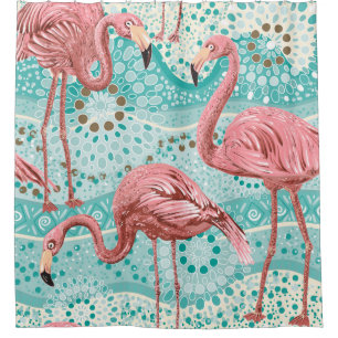 Rosa Flamingos nahtloses Muster Duschvorhang