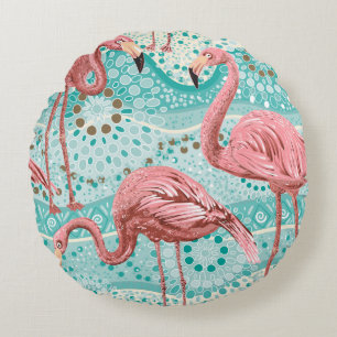 Rosa Flamingos nahtloses Muster Rundes Kissen