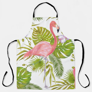 Rosa Flamingos, Orchideen: Aquarellmuster. Schürze