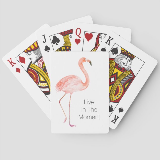 Rosa Flamingos Personalisiert  Spielkarten (Rückseite)