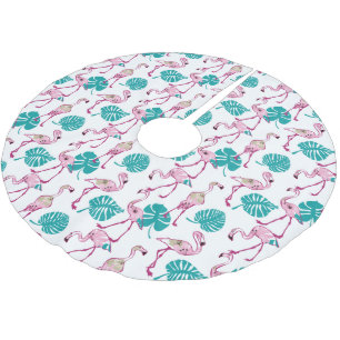 Rosa Flamingos Polyester Weihnachtsbaumdecke