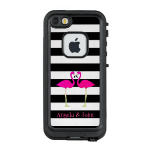 Rosa Flamingos, Schwarz, Weiße Streifen Personalis LifeProof FRÄ’ iPhone SE/5/5s Hülle