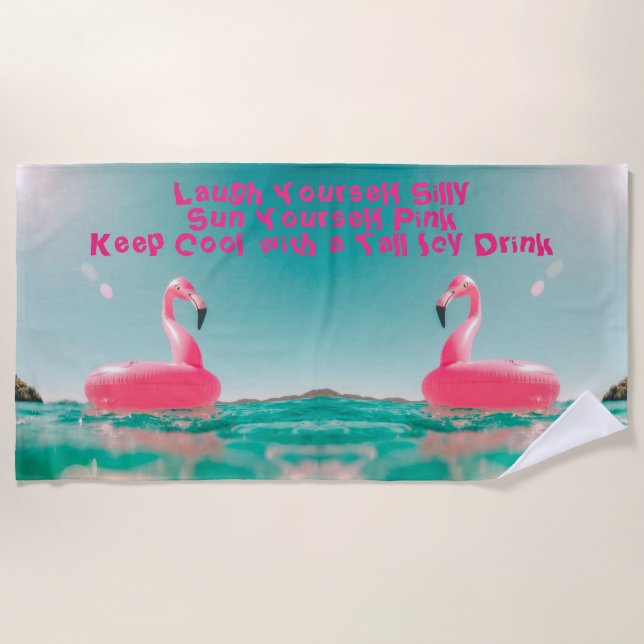 Rosa Flamingos schwimmen im schönen Ozean Strandtuch (Vorderseite)