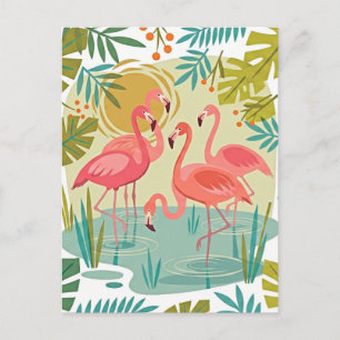 ROSA FLAMINGOS STEHEN ZUSAMMEN POSTKARTE
