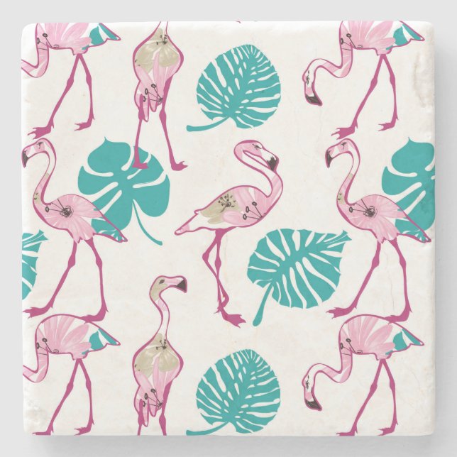 Rosa Flamingos Steinuntersetzer (Vorderseite)