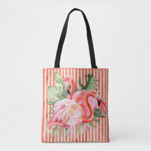Rosa Flamingos tropische Blätter Korallenpfeife St Tasche