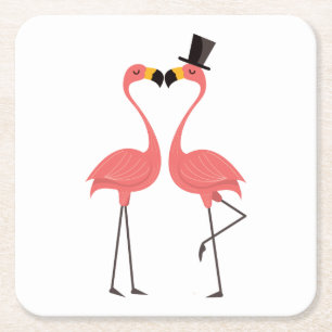 Rosa Flamingos Tropische Hochzeit, Party, Luau Rechteckiger Pappuntersetzer