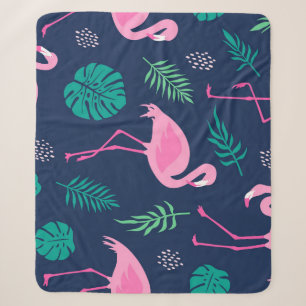 Rosa Flamingos, tropische Palmen, handgezeichnet N Sherpadecke