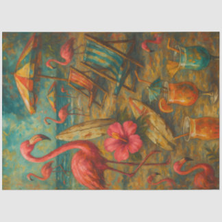 Rosa Flamingos – Tropisches Küsten-Decoupage Seidenpapier