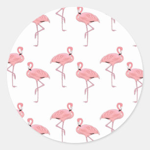 Rosa Flamingos tropisches Küstenstrand-Thema Runder Aufkleber