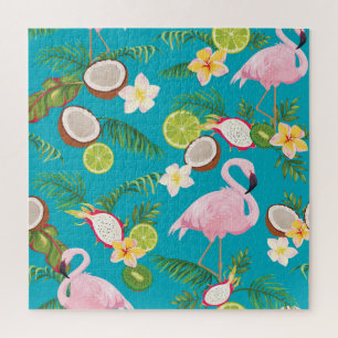 Rosa Flamingos: tropisches nahtloses Muster