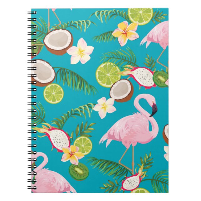 Rosa Flamingos: tropisches nahtloses Muster Notizblock (Vorderseite)