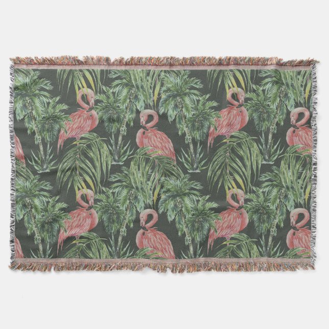 Rosa Flamingos, tropisches Vintages Muster. Decke (Vorderseite)