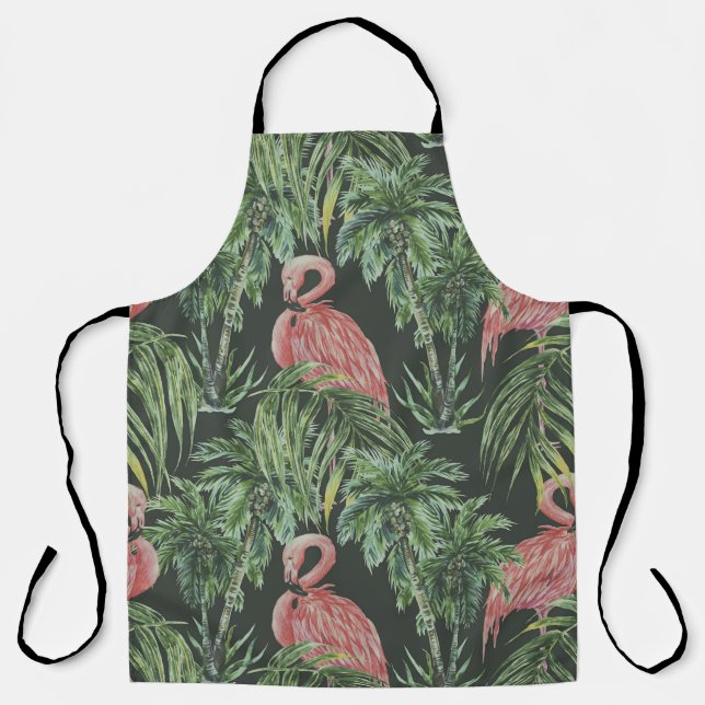 Rosa Flamingos, tropisches Vintages Muster. Schürze (Vorderseite)