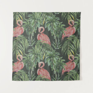 Rosa Flamingos, tropisches Vintages Muster. Wandteppich