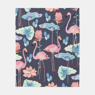 Rosa Flamingos, umgeben von Lotus-Blume und Pro Fleecedecke