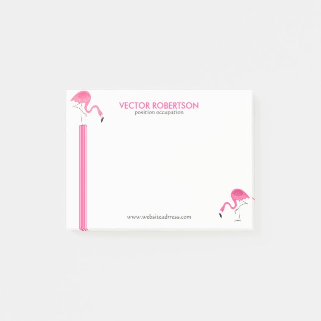 Rosa Flamingos und dekorative Streifen Post-it Klebezettel (Vorderseite)