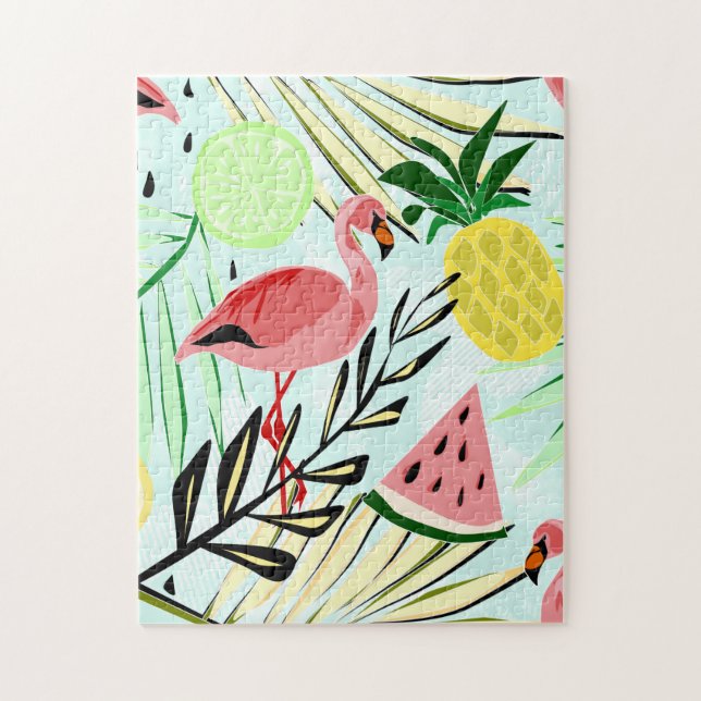 Rosa Flamingos und Früchte. (Vertikal)