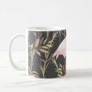 Rosa Flamingos und goldene Pflanzen nahtloses Must Kaffeetasse