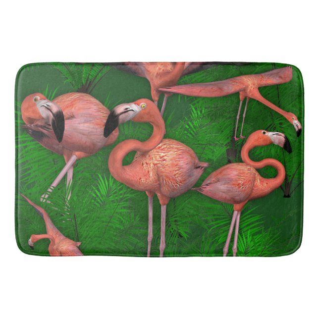Rosa Flamingos und Jungle Ferns Badematte (Vorderseite)