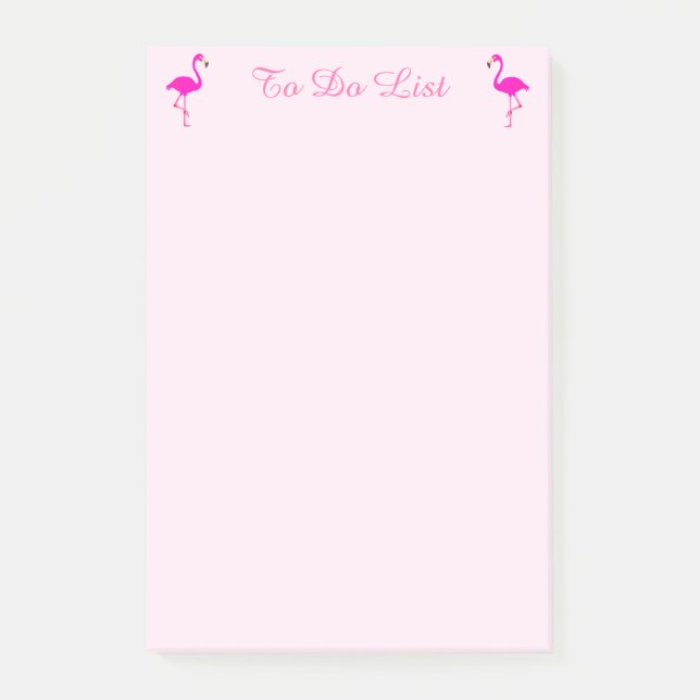 Rosa Flamingos und Kalligraphie auf leichter Rose Post-it Klebezettel (Vorderseite)