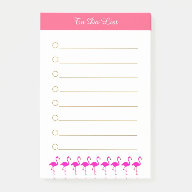 Rosa Flamingos und Kalligraphie mit weißer Linie Post-it Klebezettel (Vorderseite)