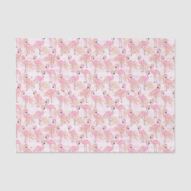 Rosa Flamingos und Palmen Seidenpapier (Vorderseite)