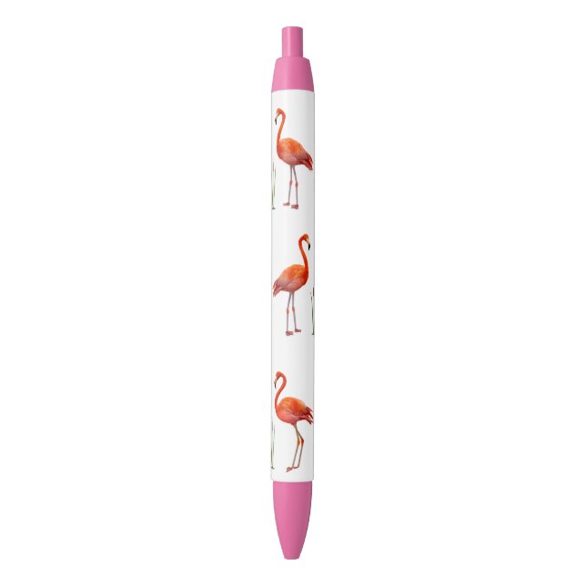 Rosa Flamingos und Reed-Pflanze auf Weiß Kugelschreiber (Vorderseite Vertikal)