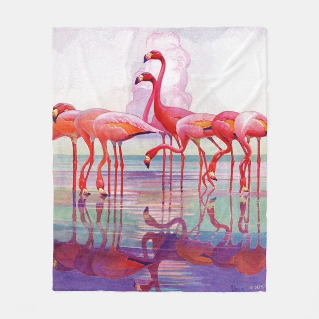 Rosa Flamingos von Francis Lee Jaques Fleecedecke (Vorderseite)