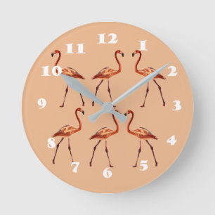 Rosa Flamingos Wanduhr