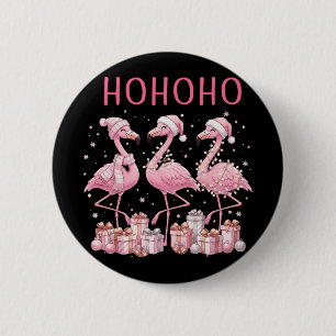 Rosa Flamingos Weihnachten Ho Ho Ho Santa Hut Schn Button