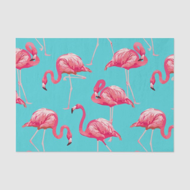 Rosa Flamingovögel auf Türkishintergrund Seidenpapier (Vorderseite)