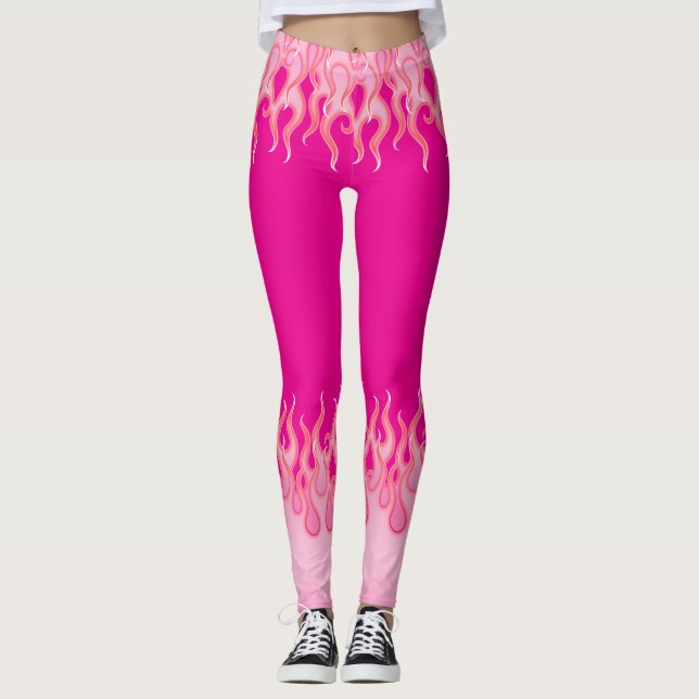 Rosa Flammen, Racing Flammen, Feuer, heiß, frisier Leggings (Vorderseite)