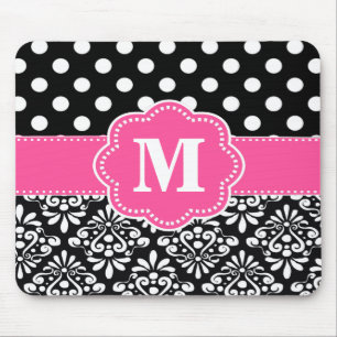 Rosa Fleck-Damast-Monogramm-Mausunterlage Mousepad