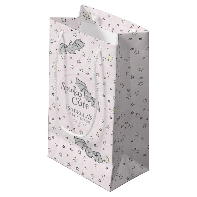 Rosa Fledermäuse Niedliche Babydusche Kleine Geschenktüte (Vorderseite Schrägansicht)