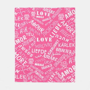 Rosa Fleece Blanket Liebe Text Mehrsprachig