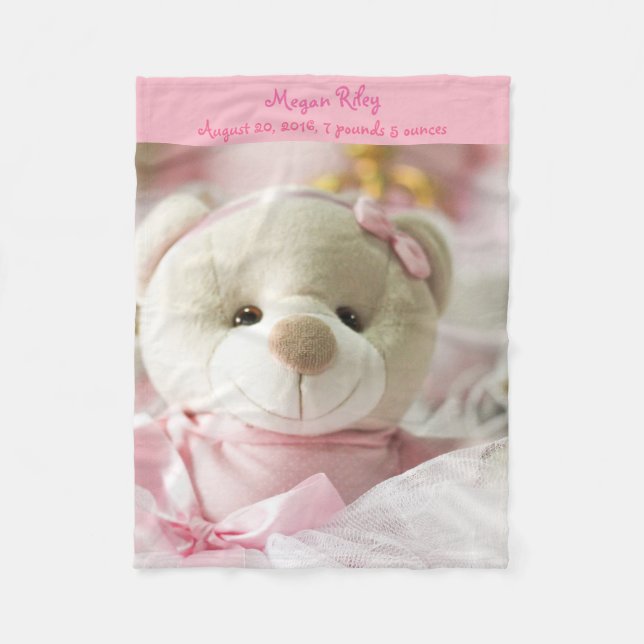 Rosa Fleece-Decken-Baby-Mädchenteddy-Bär Fleecedecke (Vorderseite)