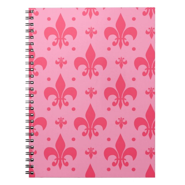 rosa Fleur-de-lis-Muster Notizblock (Vorderseite)