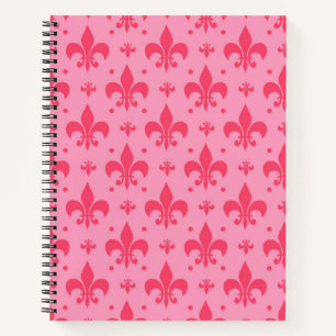 rosa Fleur-de-lis-Muster Notizbuch