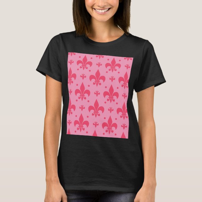 rosa Fleur-de-lis-Muster T-Shirt (Vorderseite)