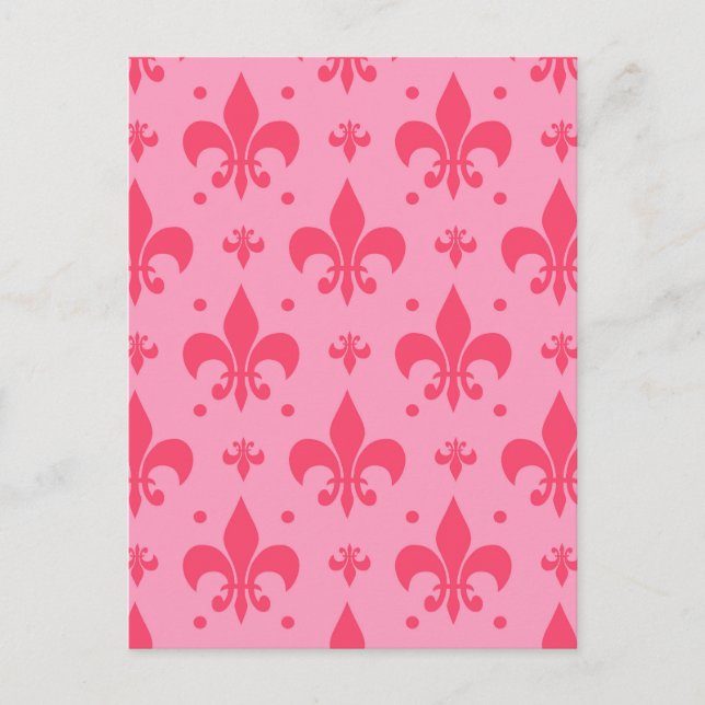 Rosa Fleur-de-lis-Musterdesign  Postkarte (Vorderseite)