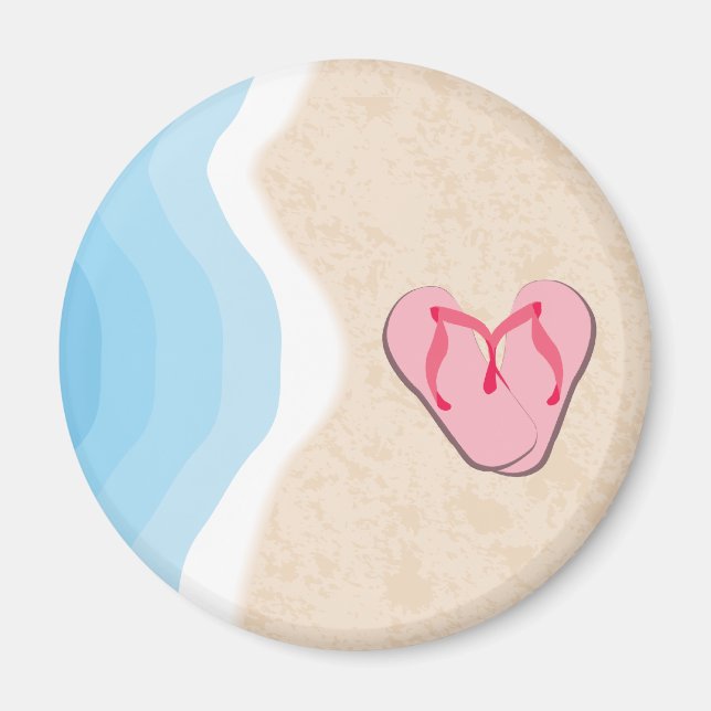 Rosa Flip Flops auf dem Beach Magnet (Vorne)