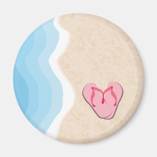 Rosa Flip Flops auf dem Beach Magnet
