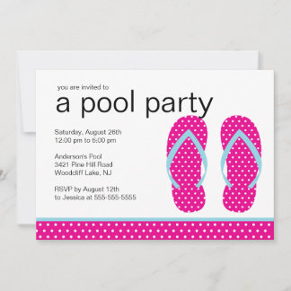 Rosa Flip Flops Pool Party Einladung