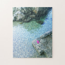 Rosa Flip Flops Schuhe am Beach Rocks Foto